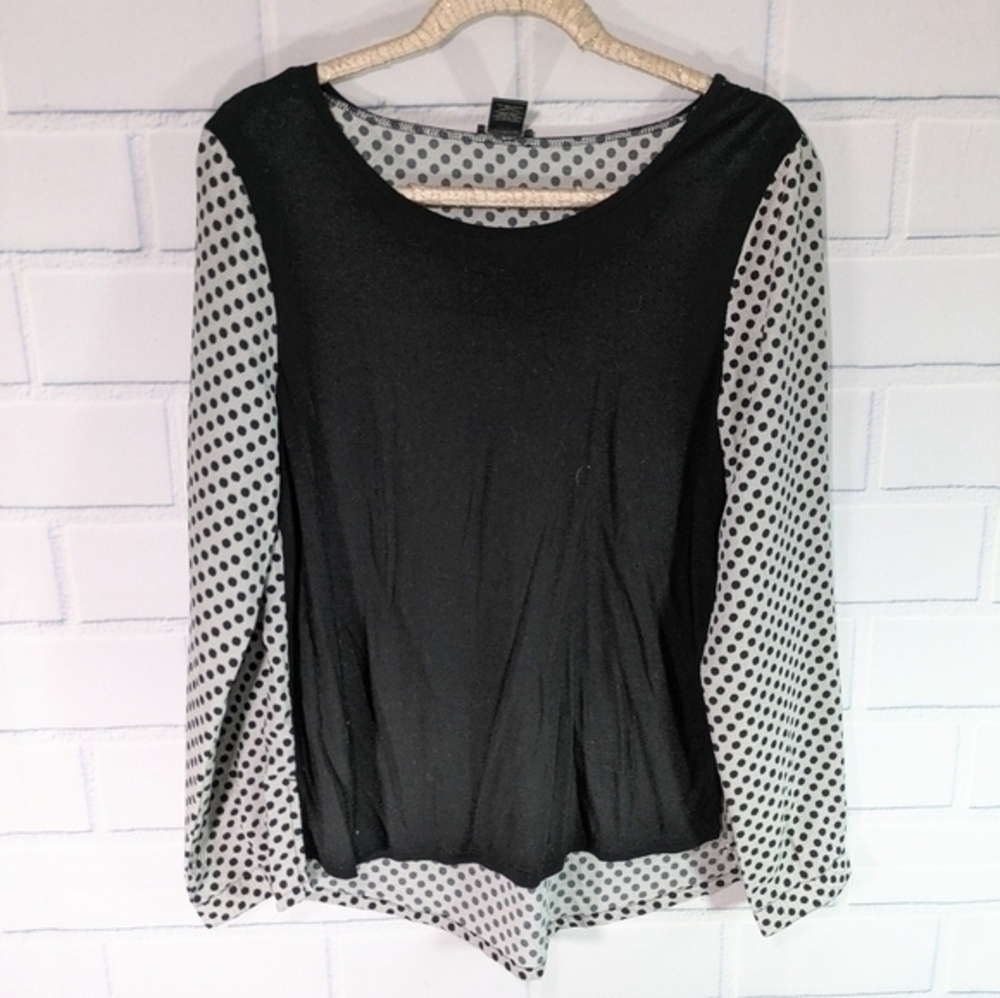 Ann Taylor Black/White Knit/Woven Top